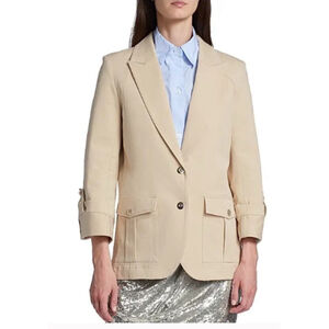 Women's TWP Khaki Bell Notched Lapel Snap Blazer M